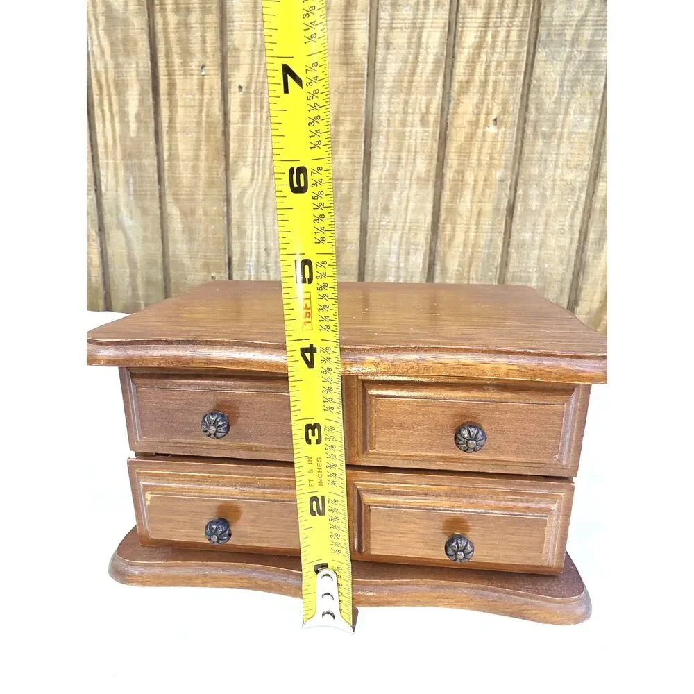 Vintage Himark jewelry chest 2 drawer small wood jewelry box